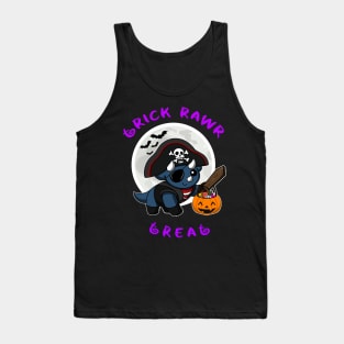 Trick Rawr Treat | Halloween Dinosaur cute costume Triceratops Pirate kawaii design Tank Top